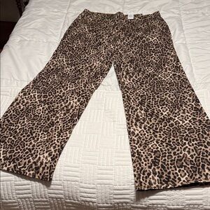 LOFT Leopard Print Wide Leg Jeans
